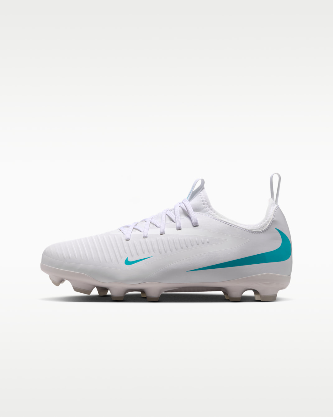 Nike Jr. Phantom 6 Low Academy Big Kids' Multi-Ground Soccer Cleats - White/White/Dusty Cactus
