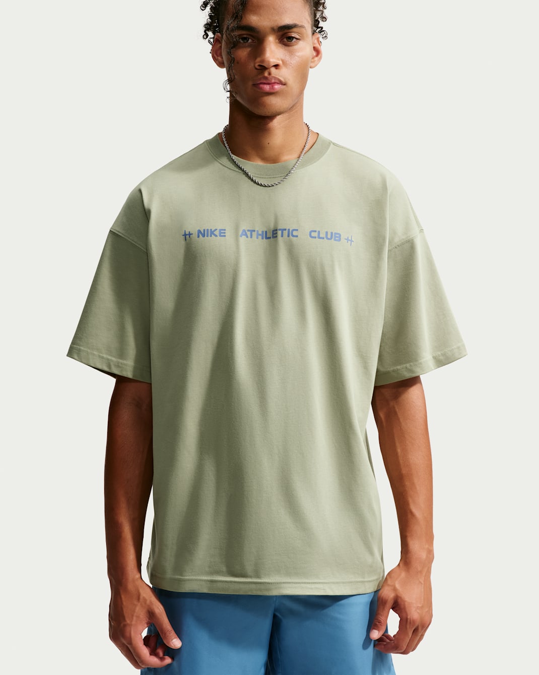 Nike N.A.C. Men's Oversized T-Shirt - Dusty Olive/Indigo Storm
