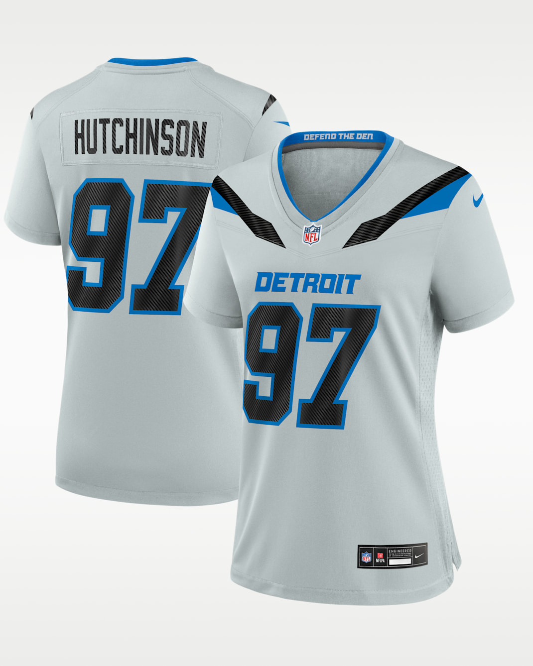 Aidan Hutchinson Detroit Lions Rivalries Collection Women's Nike NFL Game Jersey - Silver