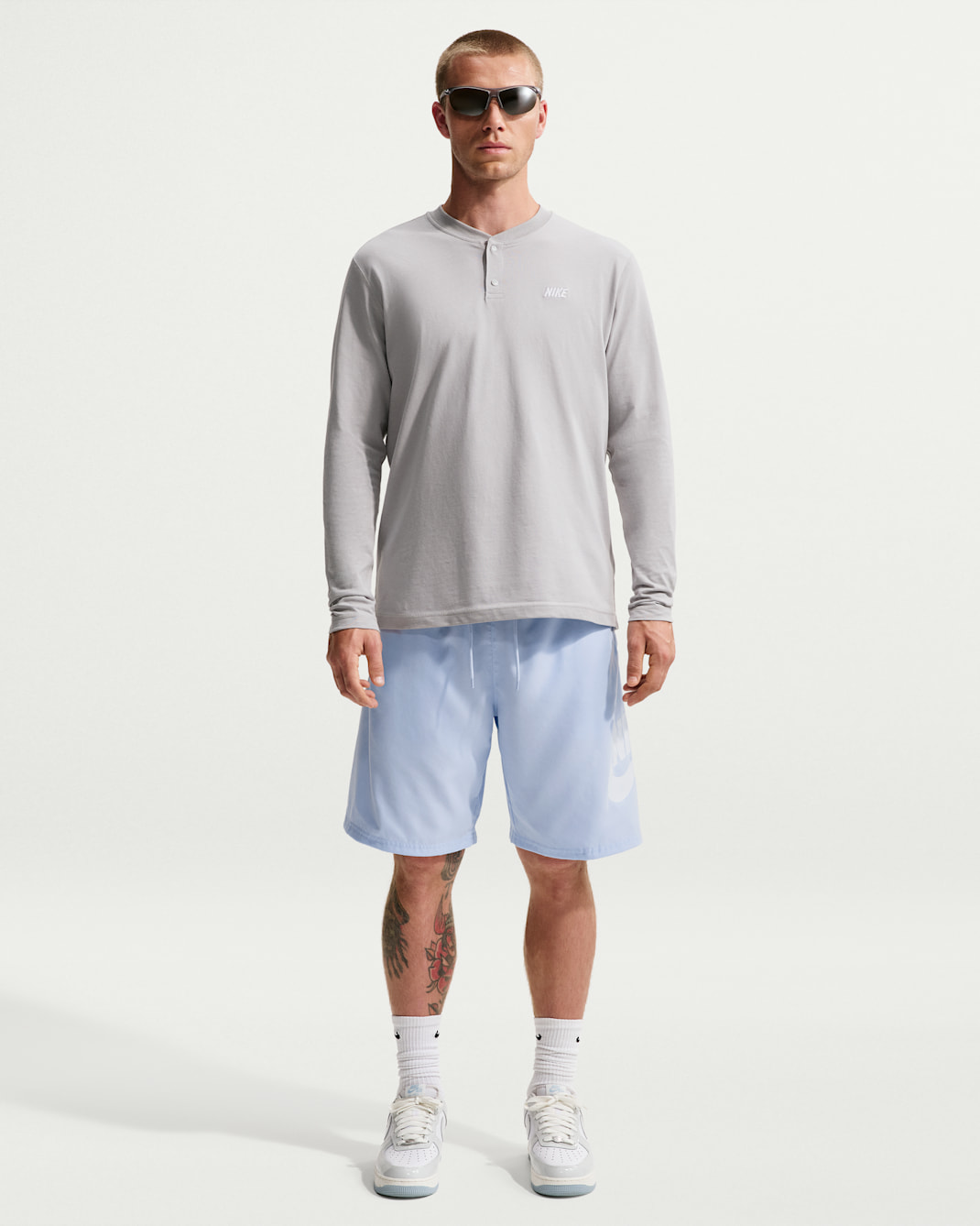 Vævede Nike Club-shorts til mænd - Hydrogen Blue/hvid