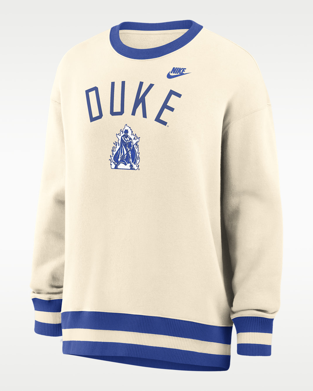 Sudadera de cuello redondo sin cierre universitaria Nike oversized para mujer Duke Legacy - Natural/Royal