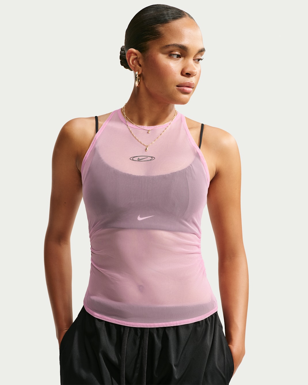 Nike Sportswear Women's Tight Sheer Tank Top - Pink Rise/Black