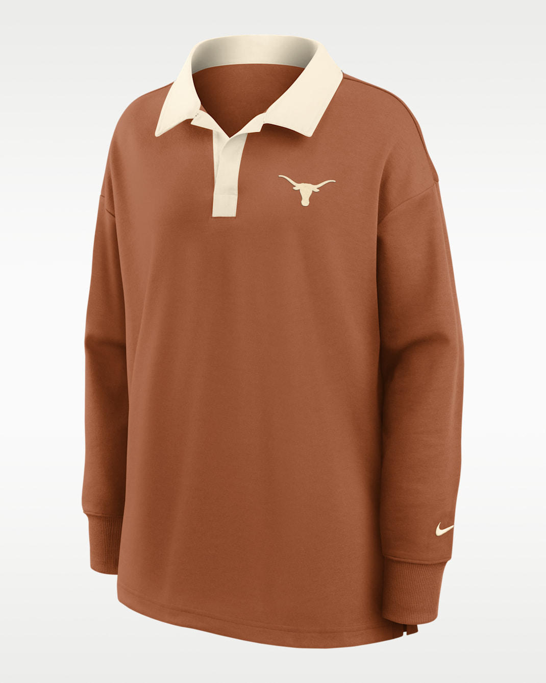 Polo de manga larga Nike Dri-FIT oversized para mujer Texas Academic - Naranja desierto/Natural