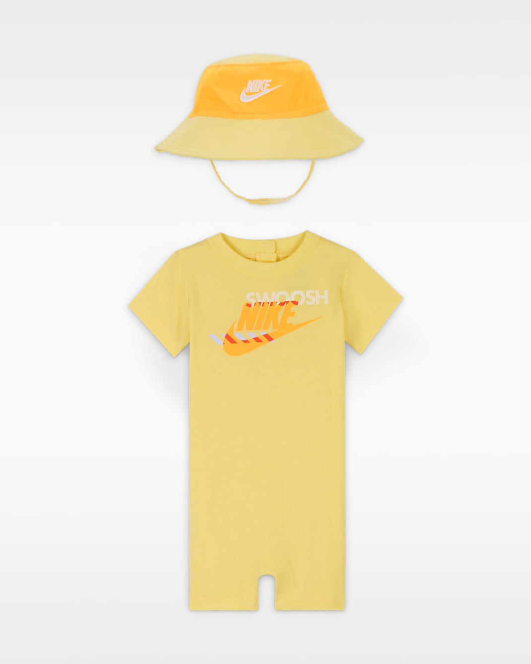 Nike Sportswear PE kezeslábas és karimás sapkaszett babáknak (0-9 hónapos korig) - Soft Yellow