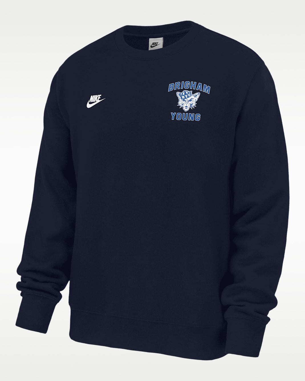 BYU Cougars Club Men's Nike Football Fleece Crew-Neck Sweatshirt - College Navy