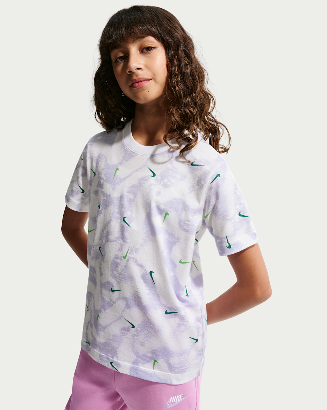 Nike Sportswear 大童 T 恤 - 白色/Mean Green