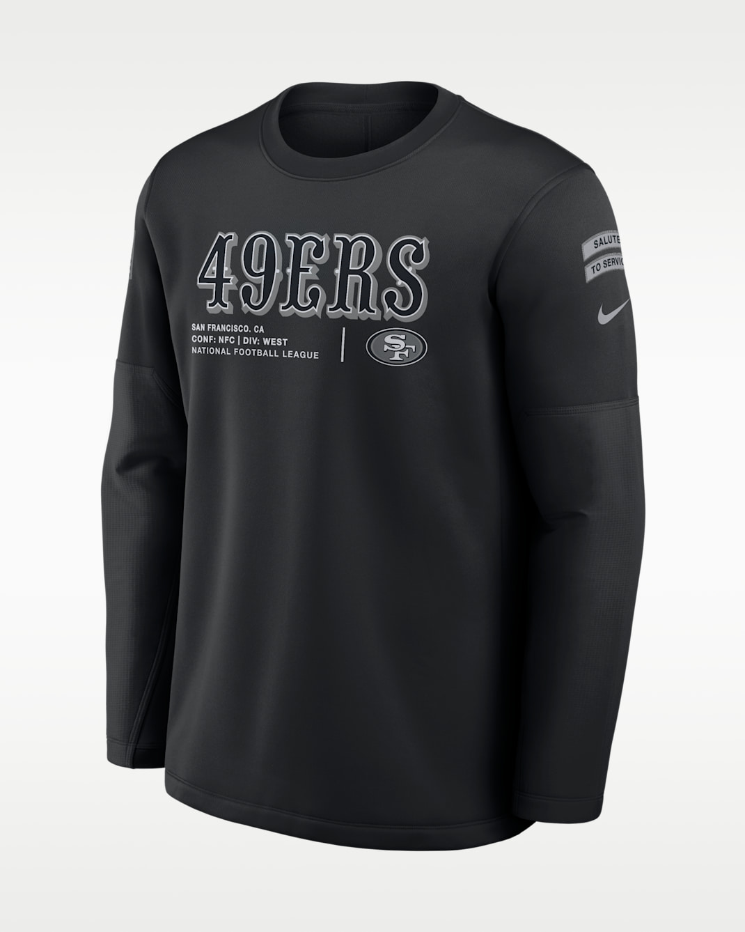 Sudadera de cuello redondo sin cierre Nike de la NFL para hombre San Francisco 49ers Salute to Service Sideline Coaches - Negro