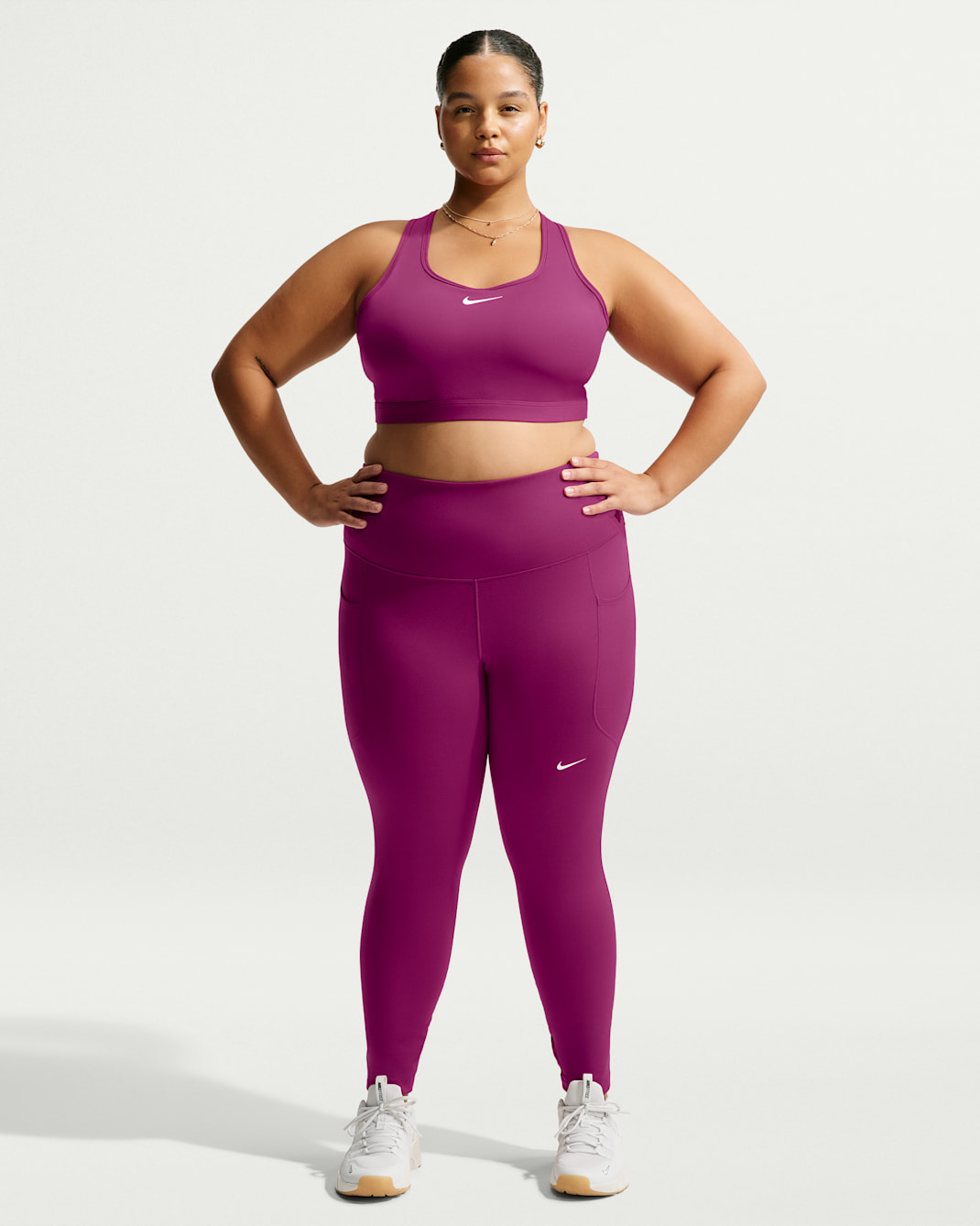 Nike One Women's High-Waisted 7/8 Leggings with Pockets (Plus Size) - True Berry/White