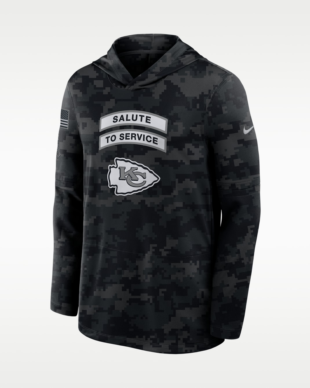 Kansas City Chiefs Salute to Service Sideline Men's Nike Dri-FIT NFL Long-Sleeve Hooded Top - Black/Black