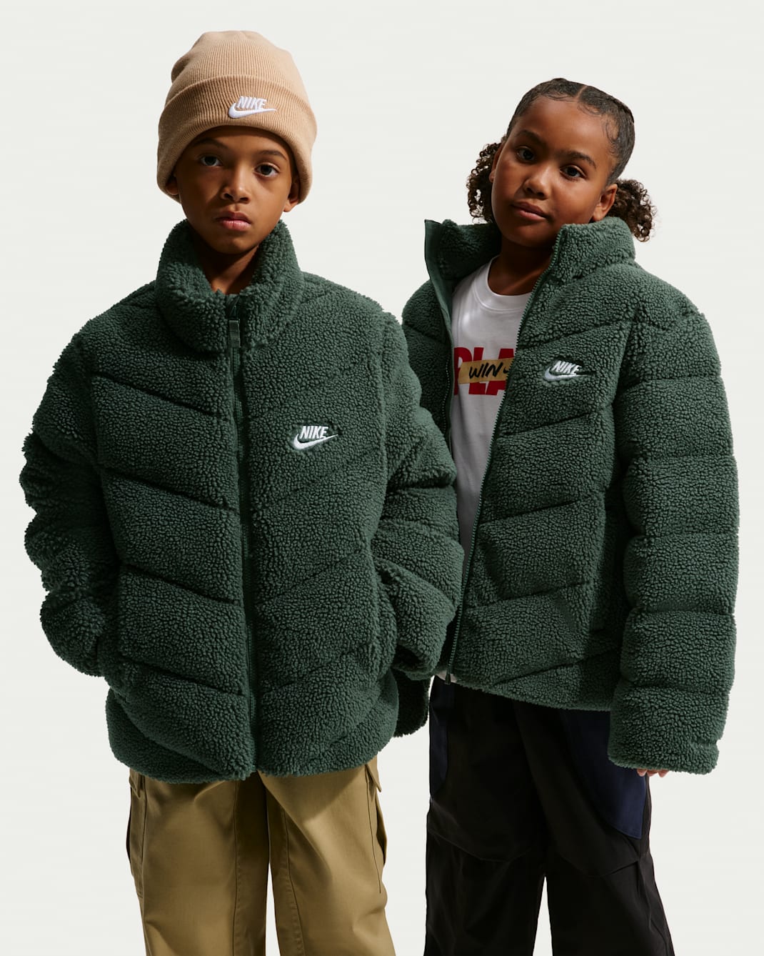 Nike Sportswear Big Kids' Therma-FIT Loose Puffer Jacket - Camo Green/Camo Green/White