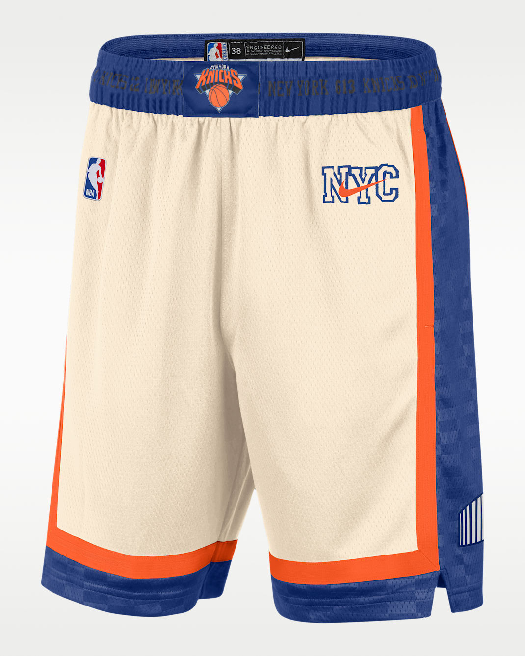 Shorts de alero polivalente de la NBA Nike Dri-FIT para hombre New York Knicks City Edition - Natural/Naranja brillante