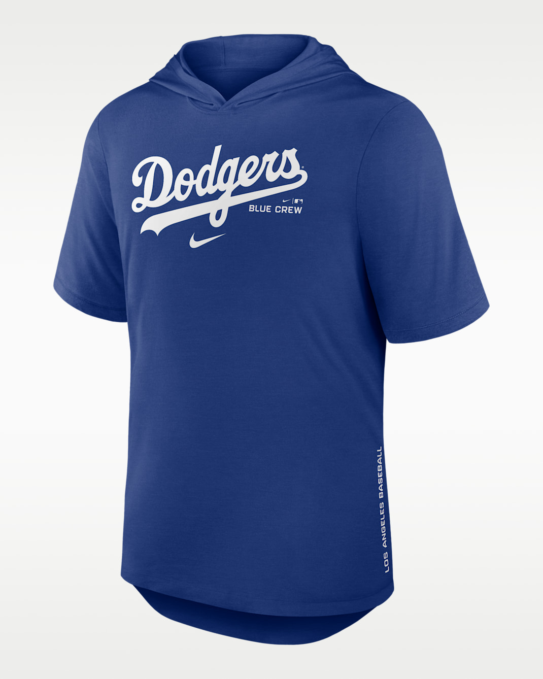 Los Angeles Dodgers Arched Wordmark Men's Nike Dri-FIT MLB Hooded T-Shirt - Royal
