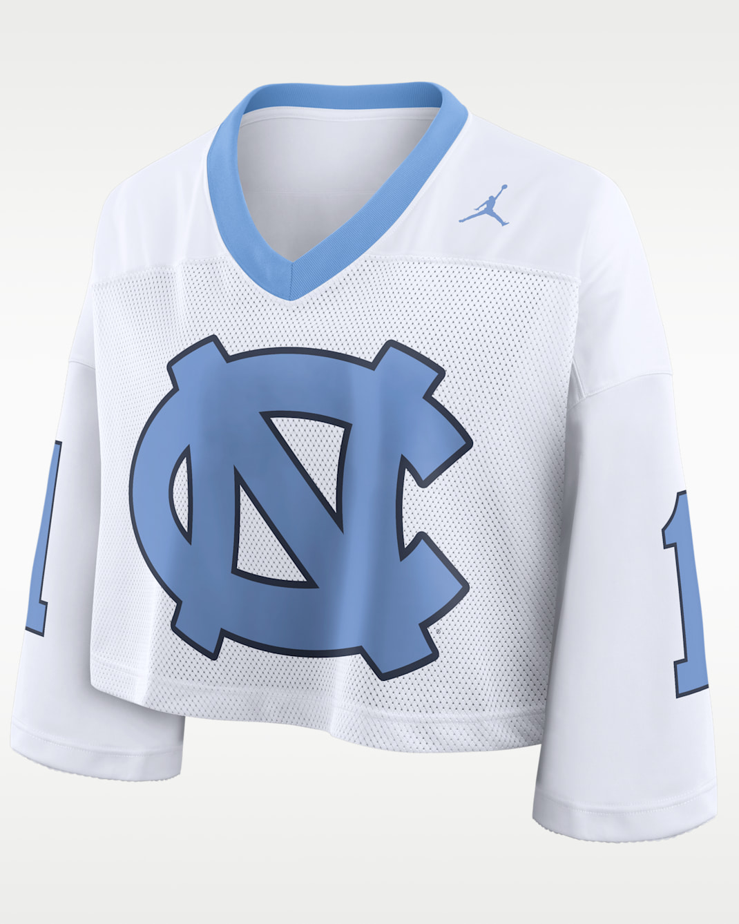 North Carolina Logo Women's Jordan Brand Dri-FIT College Cropped Jersey - White/Valor Blue