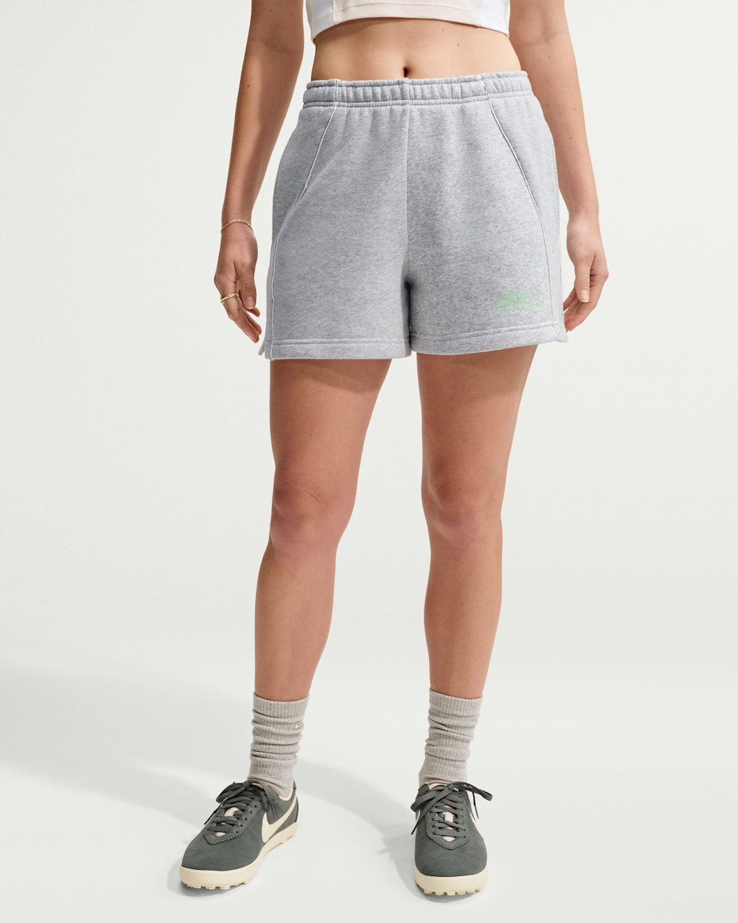 Nike Studio Fleece Medium Weight "Graphic Pack" Women's Mid-Rise "Nike Athletic Department" Shorts