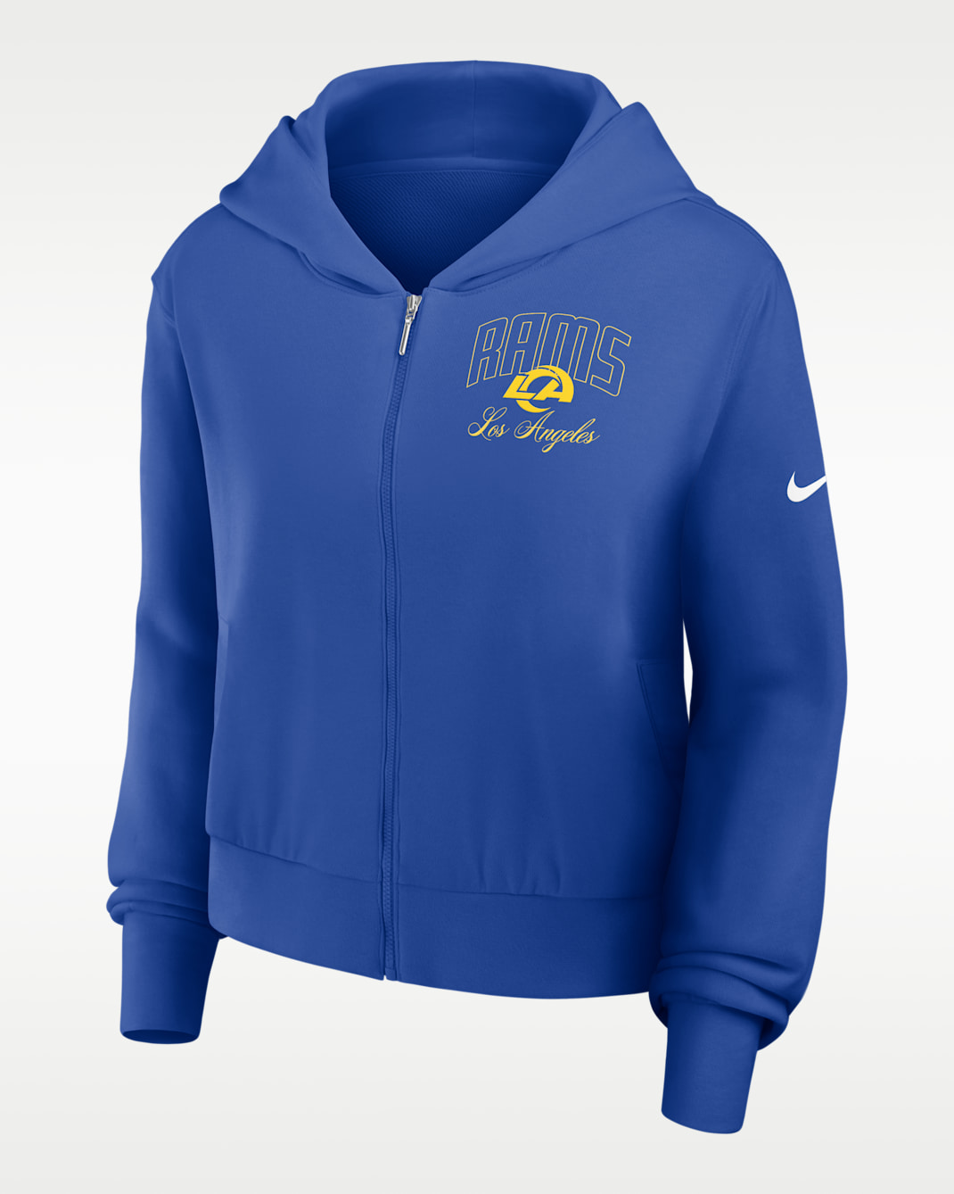Sudadera con gorro Nike de la NFL de cierre completo para mujer Los Angeles Rams Primetime - Royal