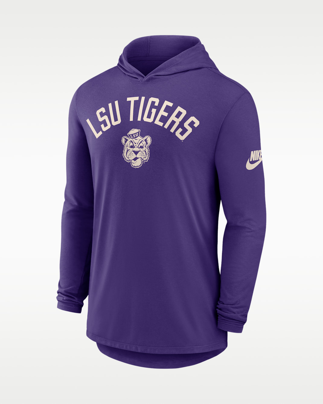 LSU Legacy Arch Men's Nike Dri-FIT College Long-Sleeve Hooded T-Shirt - Purple