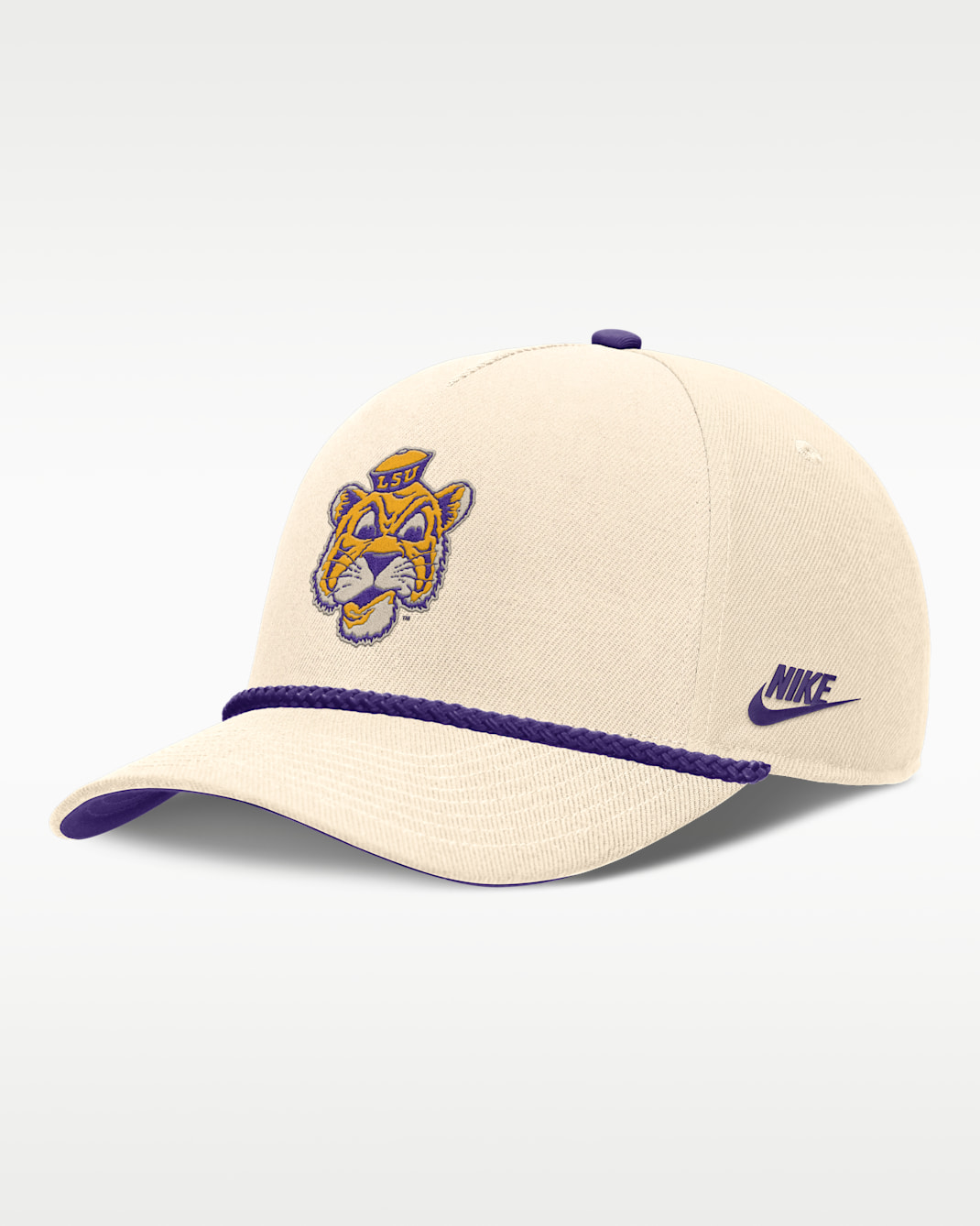LSU Legacy Vintage Rope Rise Men's Nike College Adjustable Hat - Natural/Purple/Yellow/Purple