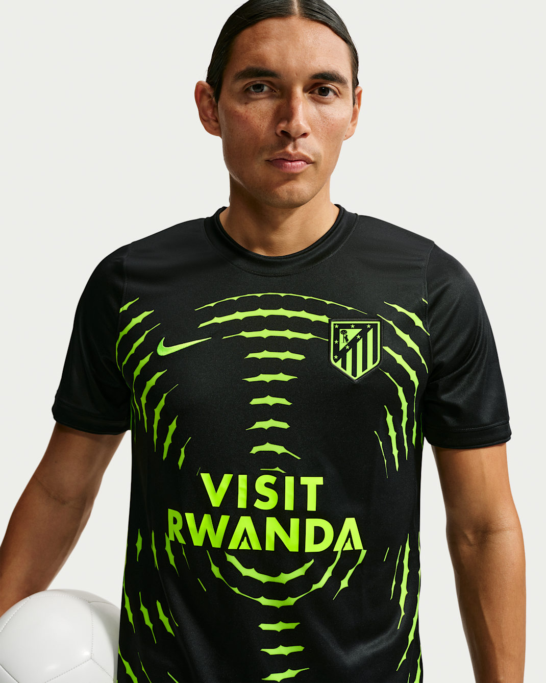Atlético Madrid Away Men's Nike Dri-FIT Soccer Pre-Match Top - Black/Volt/Volt