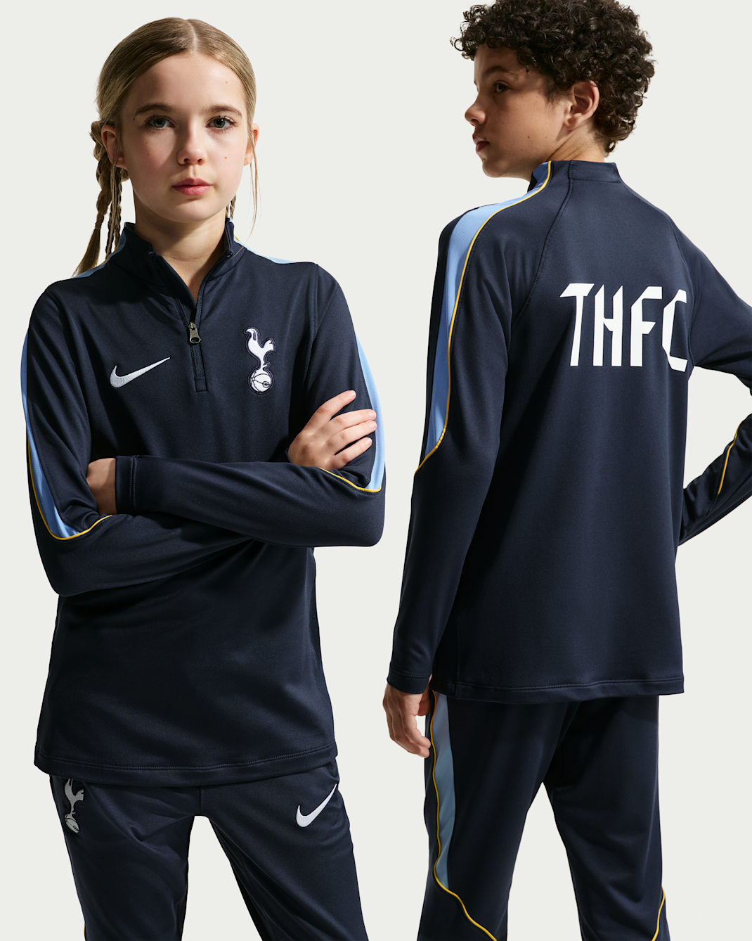 Stickad träningströja för fotboll Tottenham Hotspur Strike Nike Dri-FIT för ungdom - Obsidian/Light Blue/Vit