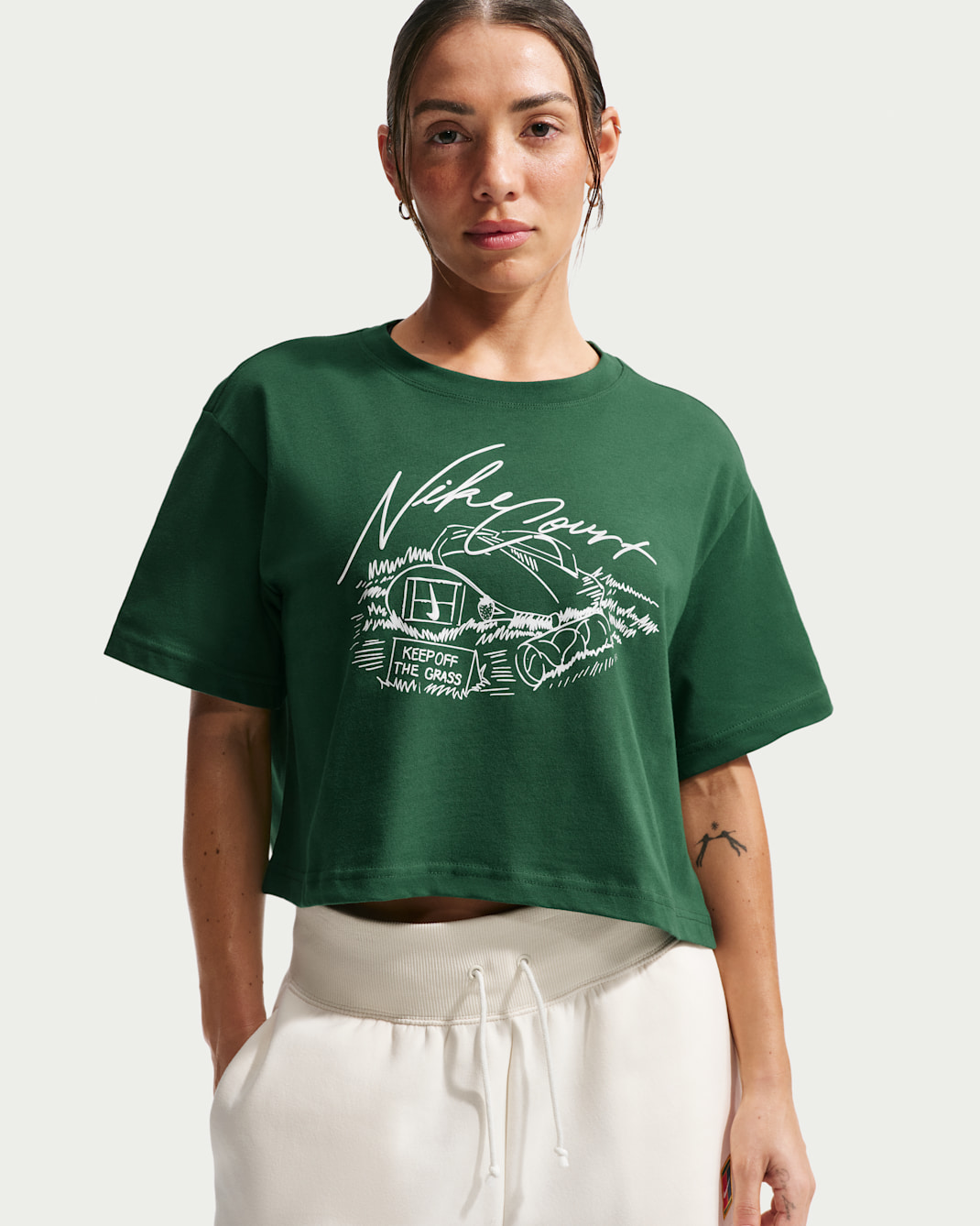 Nike Women's Cropped Tennis T-Shirt - Gorge Green