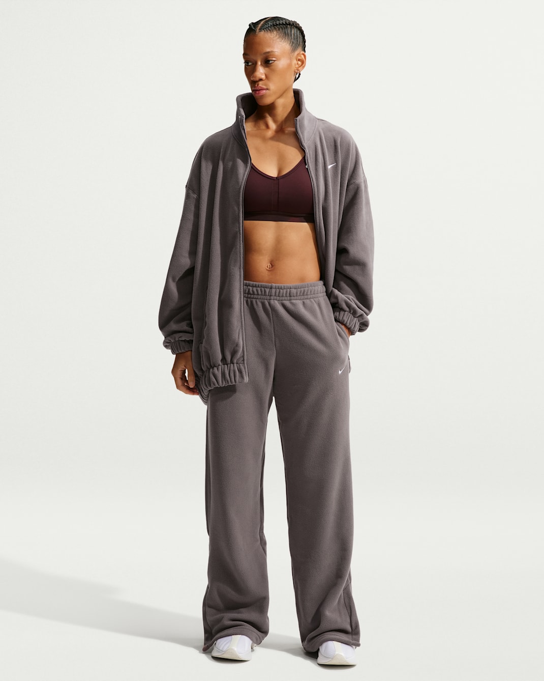 Nike One Women's Therma-FIT Mid-Rise Wide-Leg Pants - Violet Ore/White