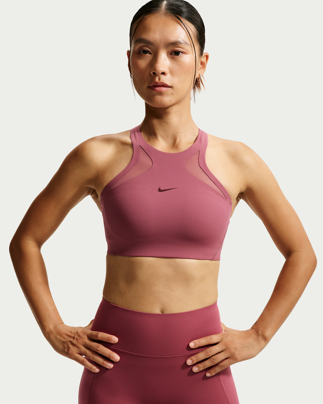 Nike Universa Women's Medium-Support Mesh Sports Bra - Pink Smoke/Pink Smoke/Mystic Dates