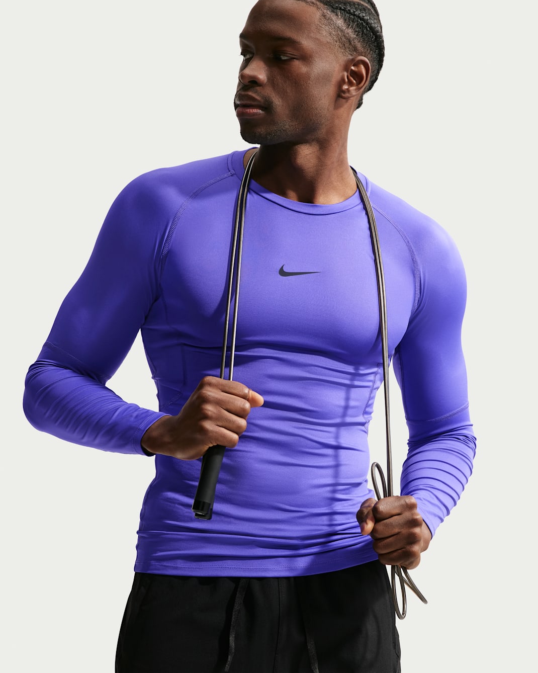 Nike Pro Men's Dri-FIT Tight Long-Sleeve Fitness Top - Persian Violet/Black