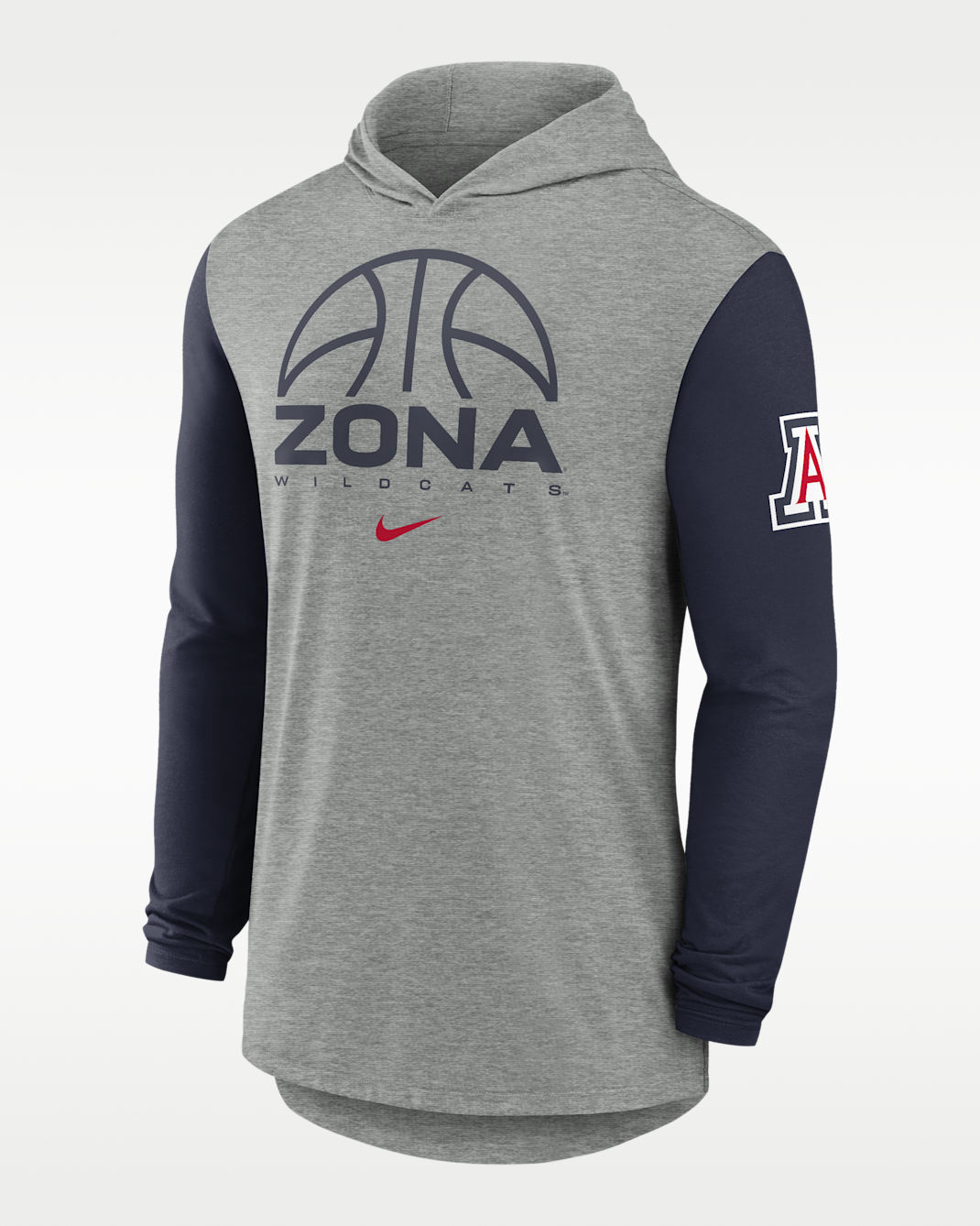 Arizona Basketball Men's Nike Dri-FIT College Long-Sleeve Hooded T-Shirt - Grey