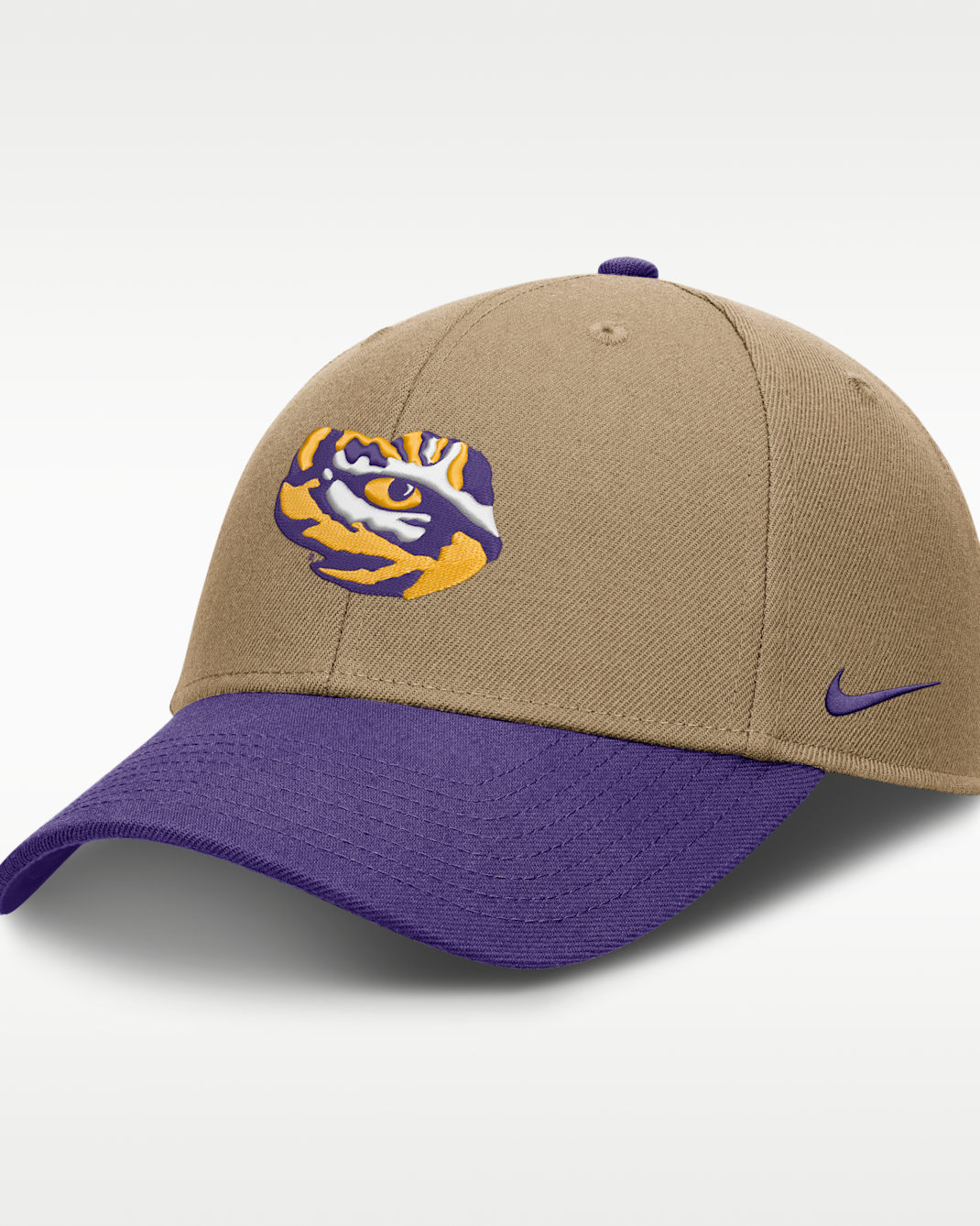 LSU Primetime Rise Men's Nike Dri-FIT College Trucker Adjustable Hat - Classic Beige/Purple