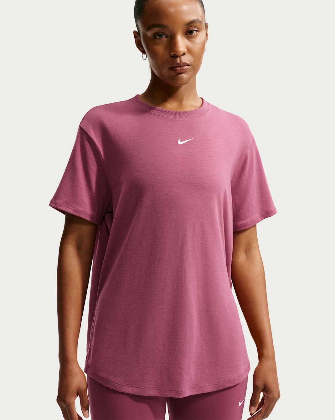 Nike One Relaxed Women's Dri-FIT Short-Sleeve Top - Pink Smoke/White