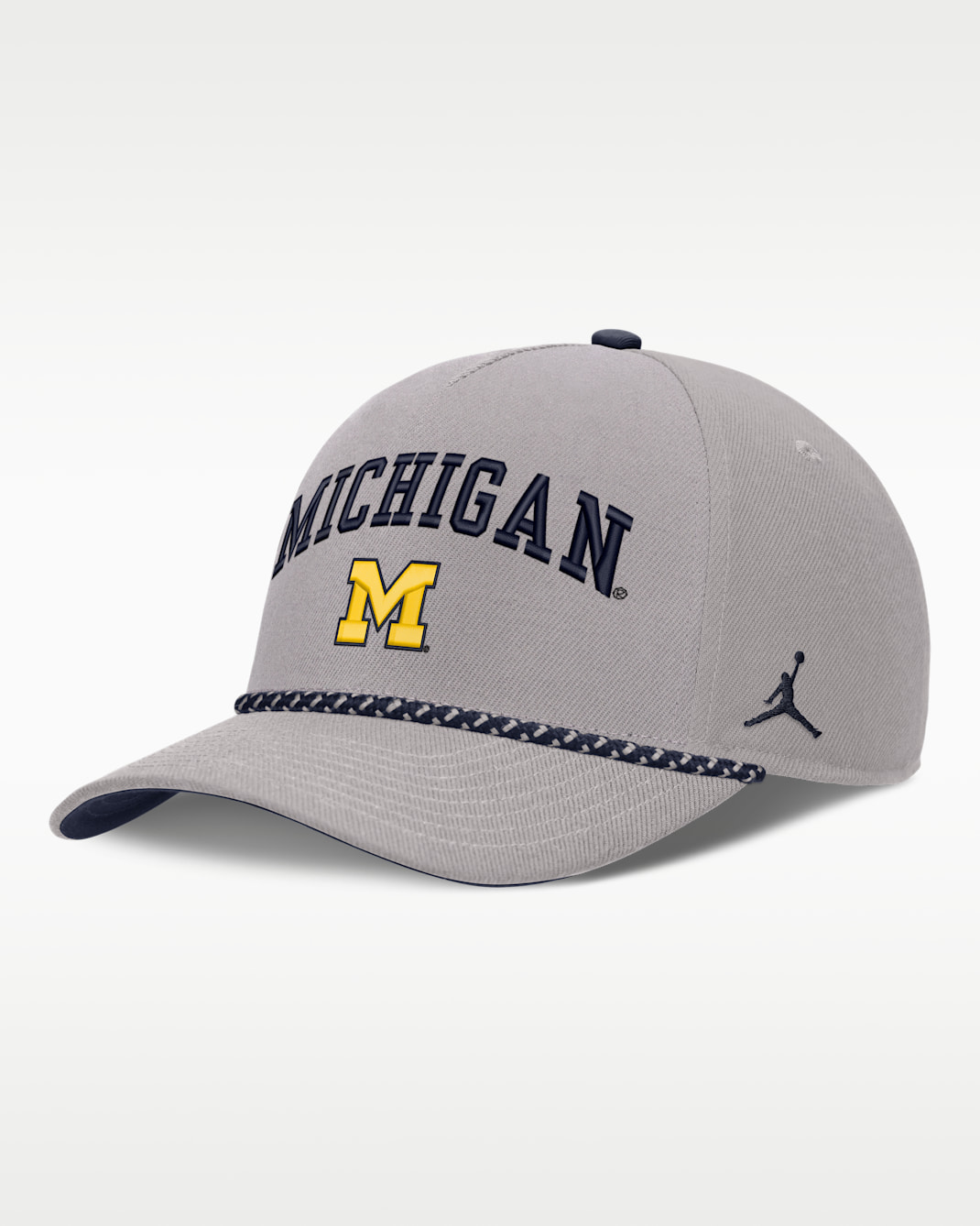 Gorra universitaria marca Jordan ajustable para hombre Michigan Rise Rope - Gris
