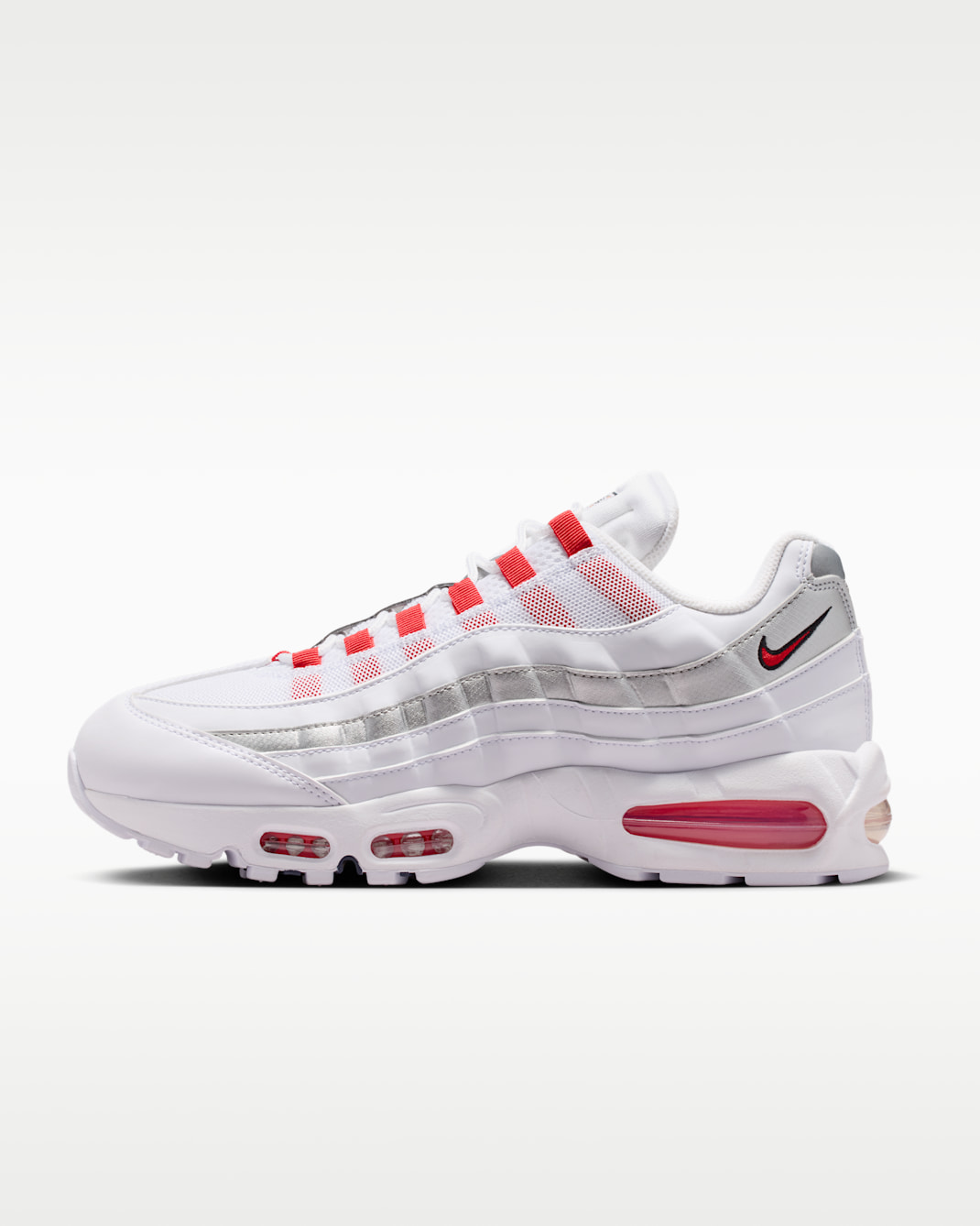 Tenis para hombre Nike Air Max 95 Big Bubble - Blanco/Plata metalizado/Obsidiana/Rojo velocidad