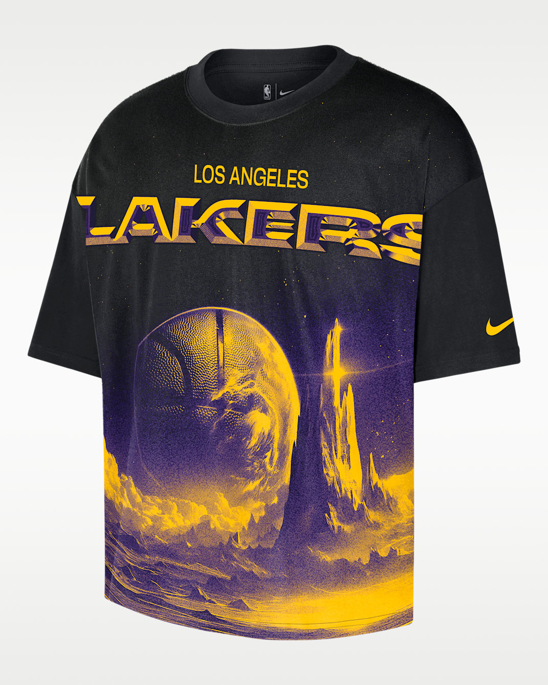 Boxy NBA-t-shirt Los Angeles Lakers Courtside Nike för män - Svart