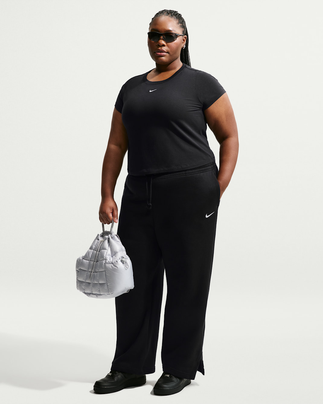 Nike Sportswear Phoenix Fleece Women's High-Waisted Trousers (Plus Size) - Black/Sail