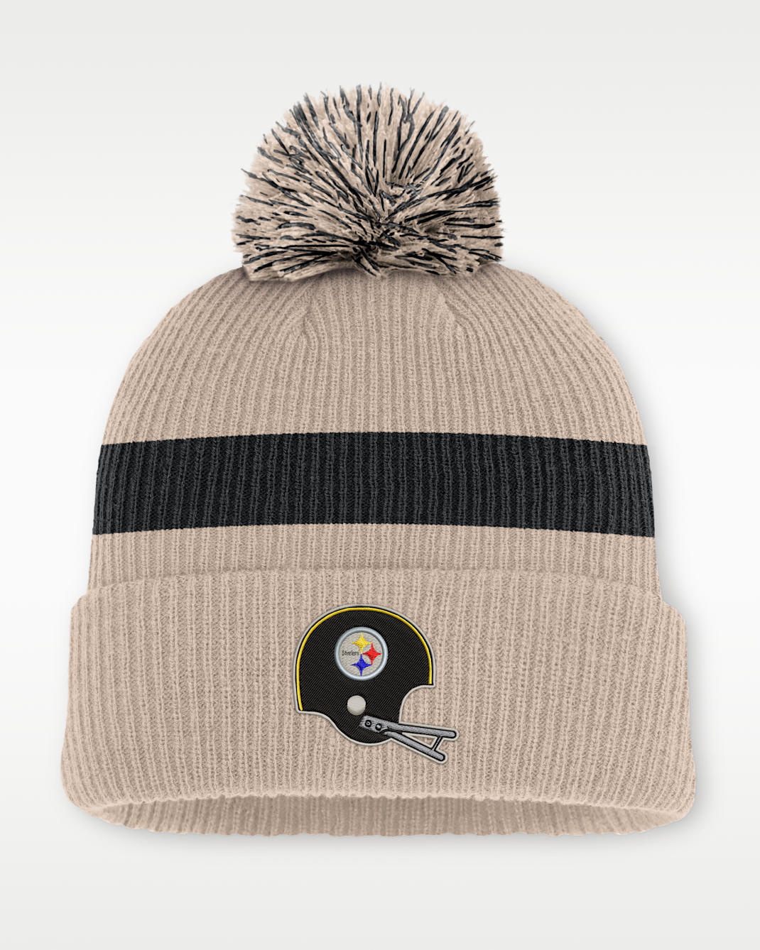Pittsburgh Steelers Rewind Peak Men's Nike NFL Cuffed Pom Beanie - Sand