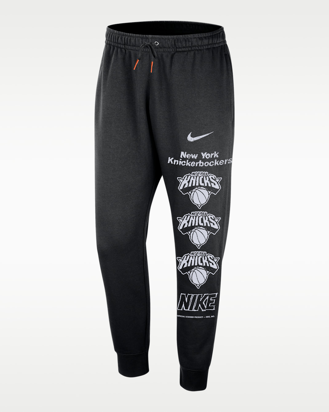 New York Knicks Courtside Men's Nike NBA Club Fleece Joggers - Black/Brilliant Orange