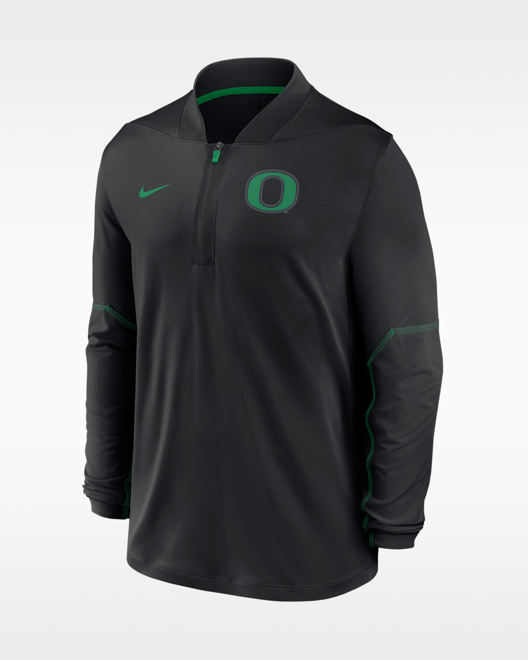 Playera universitaria Nike Dri-FIT de medio cierre para hombre Oregon Sideline - Negro/Verde manzana