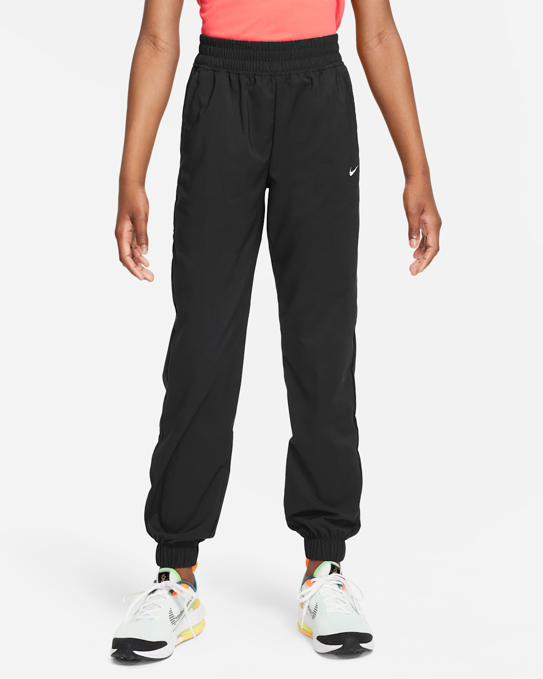 Nike Dri-FIT One Big Kids' (Girls') Woven Training Pants - Black/White