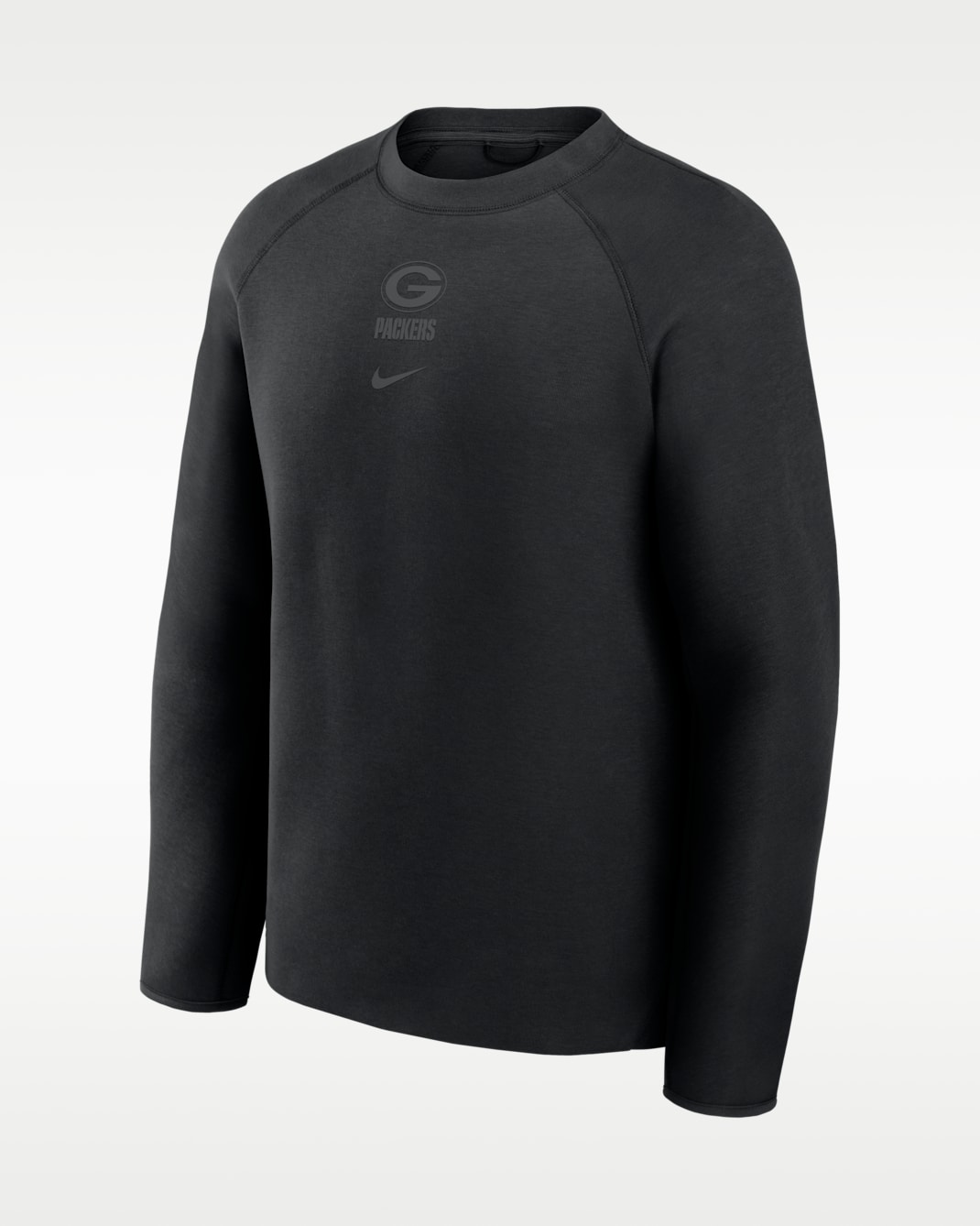 Green Bay Packers Tech Fleece Men's Nike NFL Pullover Crew - Black