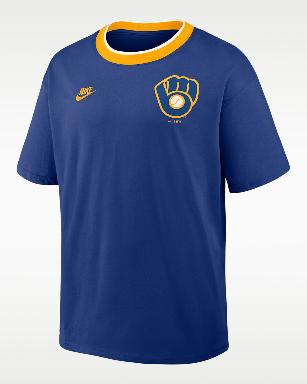 Milwaukee Brewers Cooperstown Ringer Men's Nike MLB T-Shirt - Royal/Gold