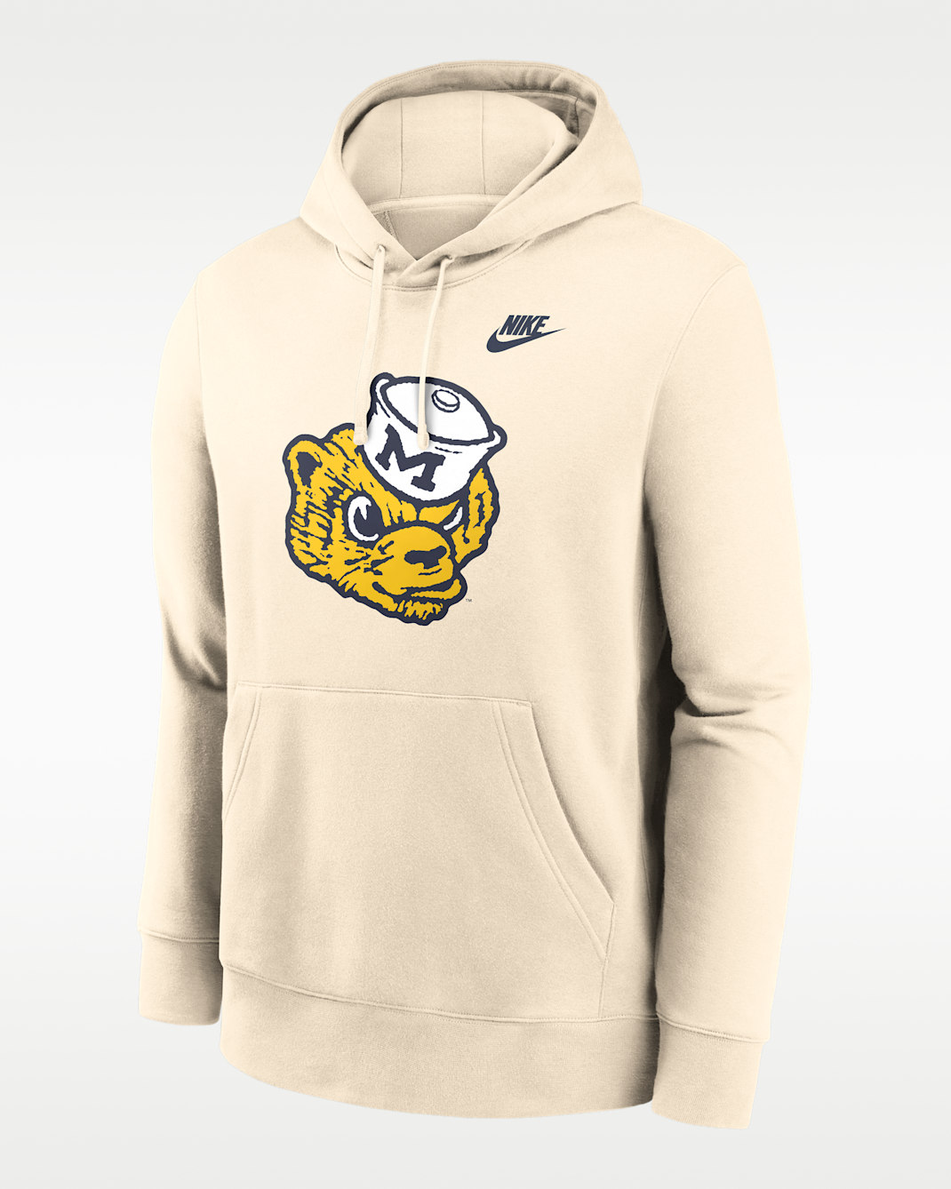 Michigan Wolverines Natural Vault Logo Men's Nike College Pullover Hoodie - Natural