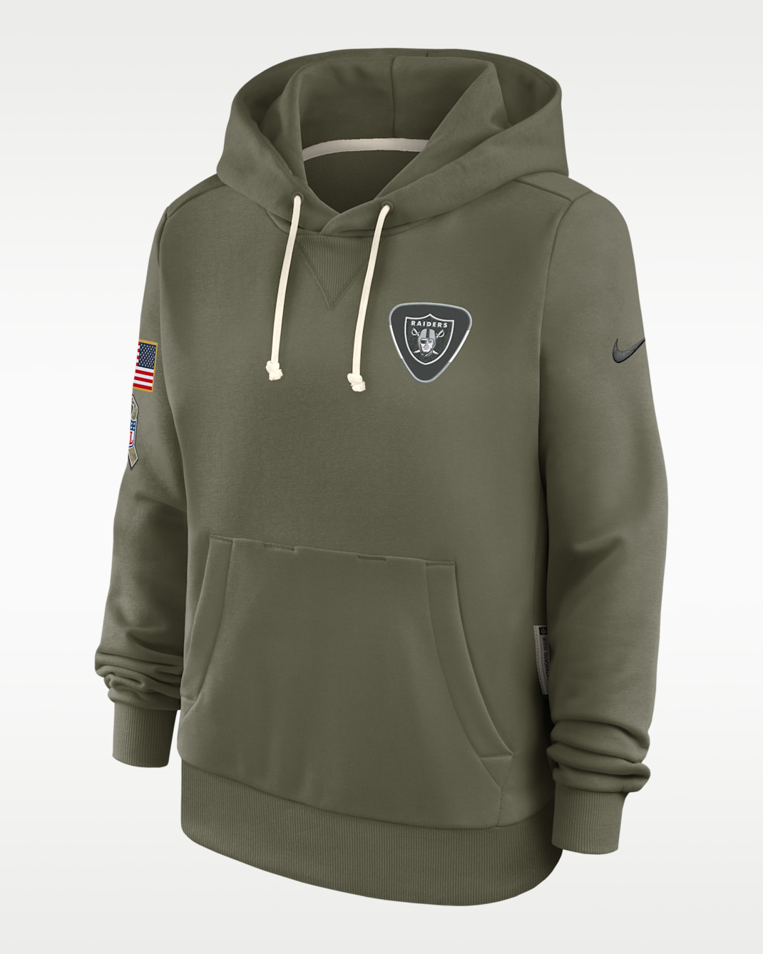 Sudadera con gorro sin cierre Nike Dri-FIT de la NFL para mujer Las Vegas Raiders Salute to Service Sideline - Oliva