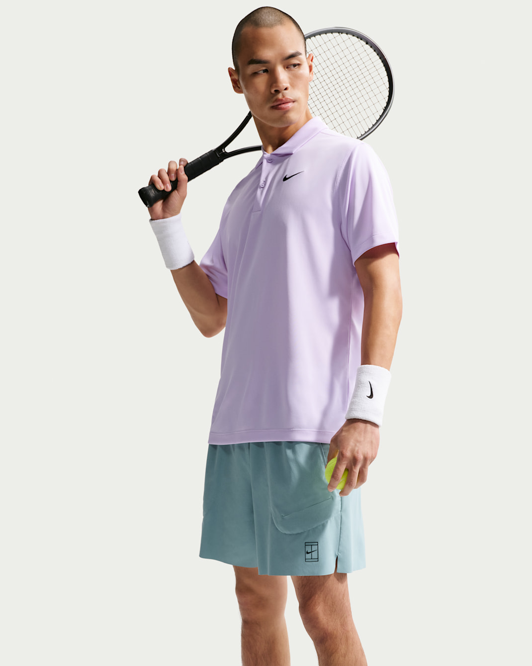 나이키코트 드라이 핏 남성 테니스 폴로 - 바이올렛 미스트/블랙
