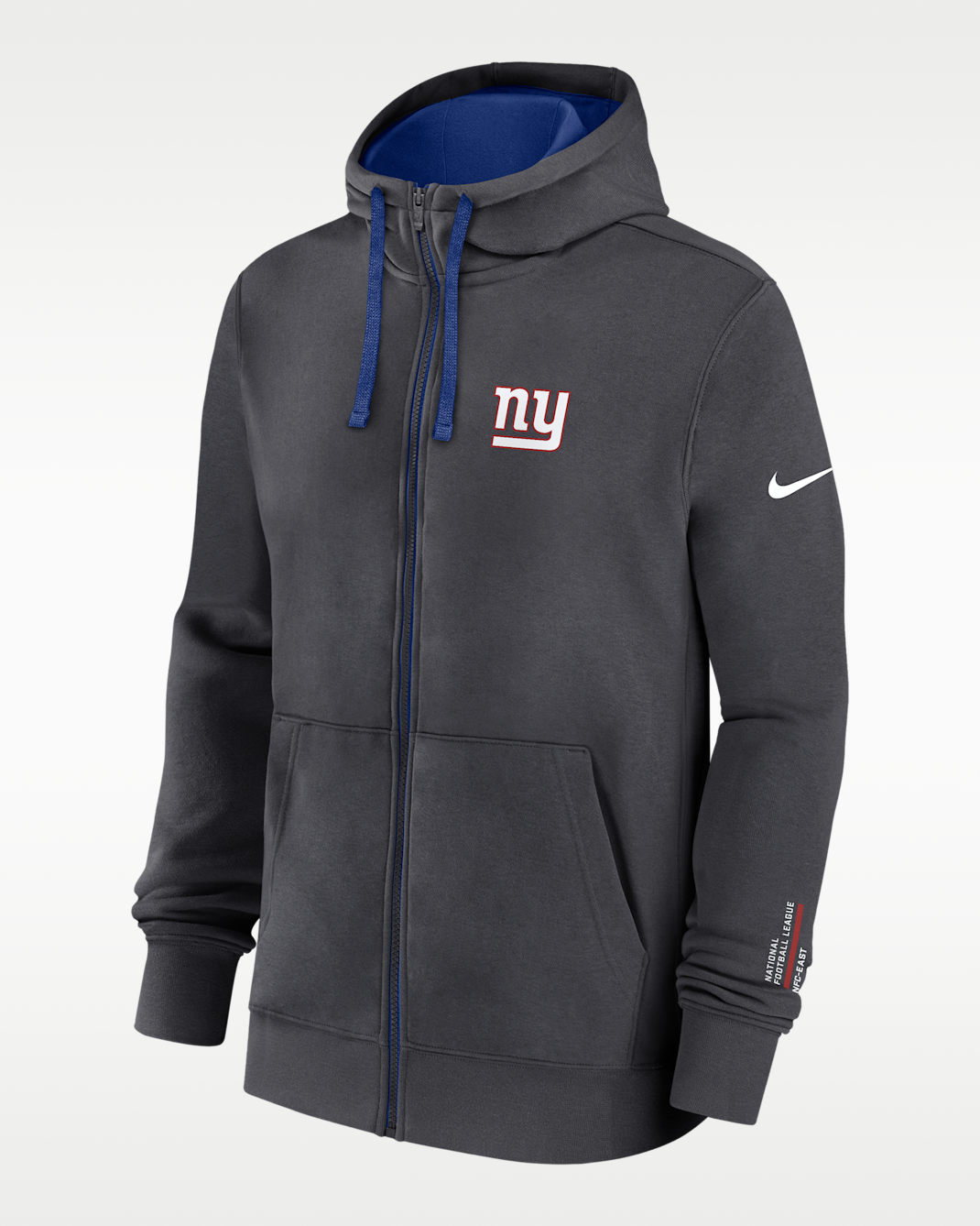 New York Giants Playbook Page Club Men's Nike NFL Full-Zip Hoodie - Anthracite
