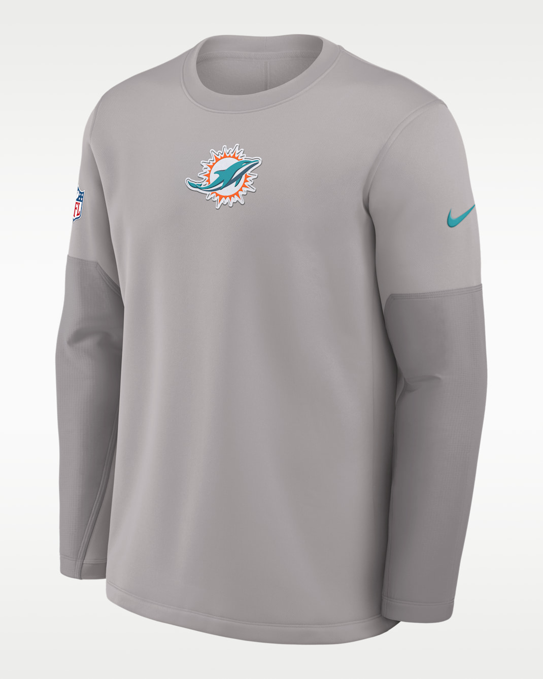 Miami Dolphins Scripted To Win Sideline Coach Men's Nike Therma-FIT NFL Long-Sleeve T-Shirt - Grey