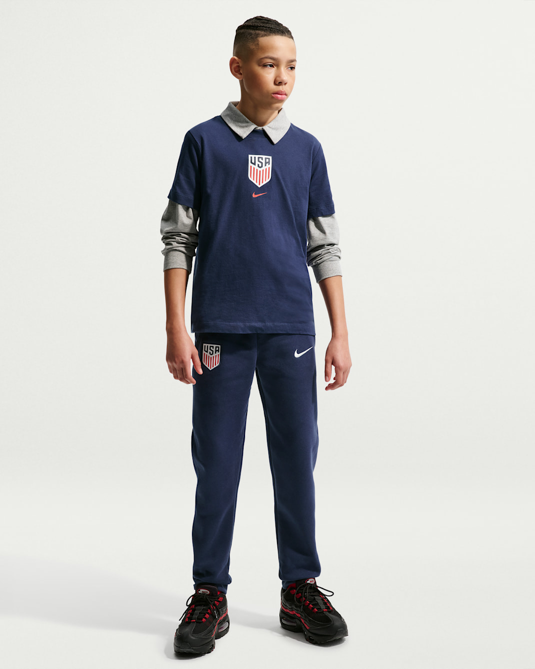 Joggers de fútbol Nike USMNT Club Fleece para niño talla grande - Azul marino medianoche/Vela