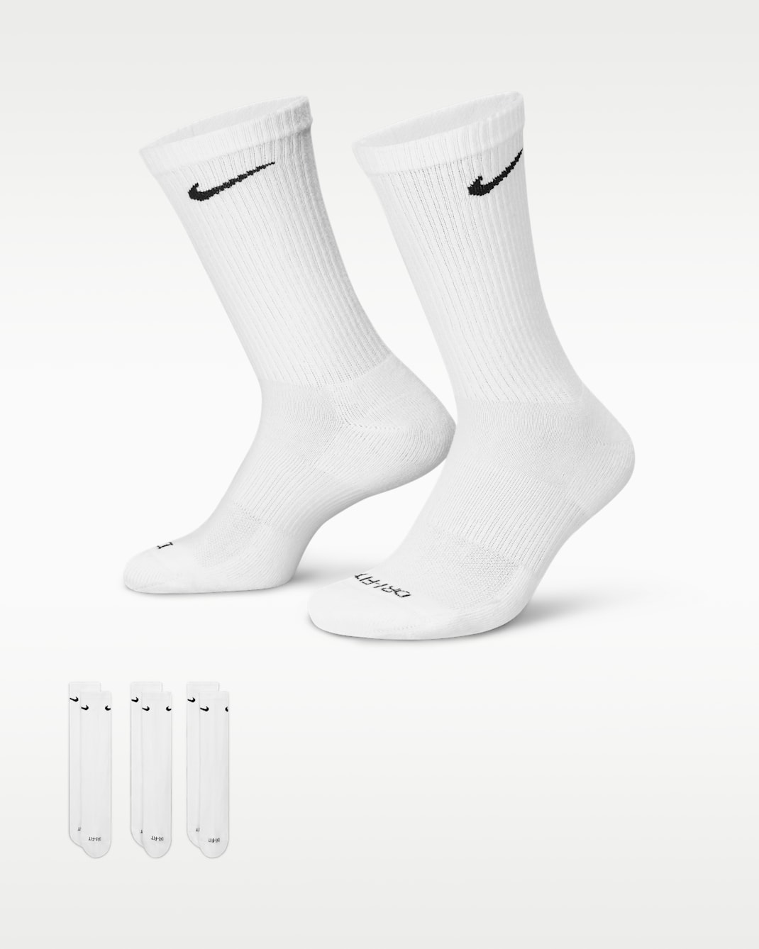 Nike Everyday Plus Cushioned Training Crew Socks (3 Pairs) - White/Black
