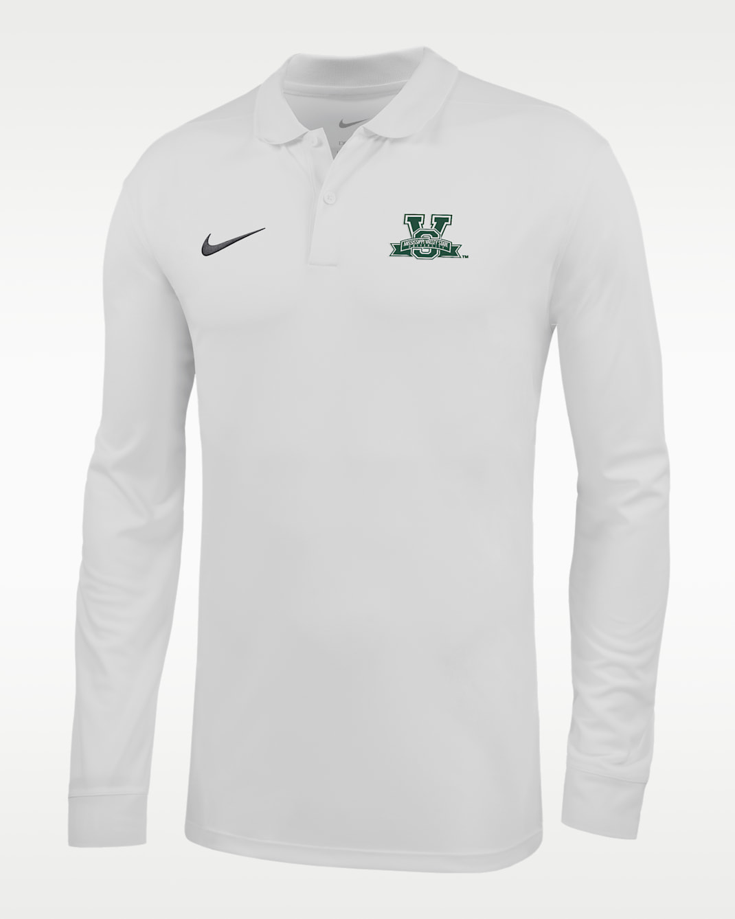 Nike College (Mississippi Valley State University) Men's Dri-FIT Long-Sleeve Polo - White