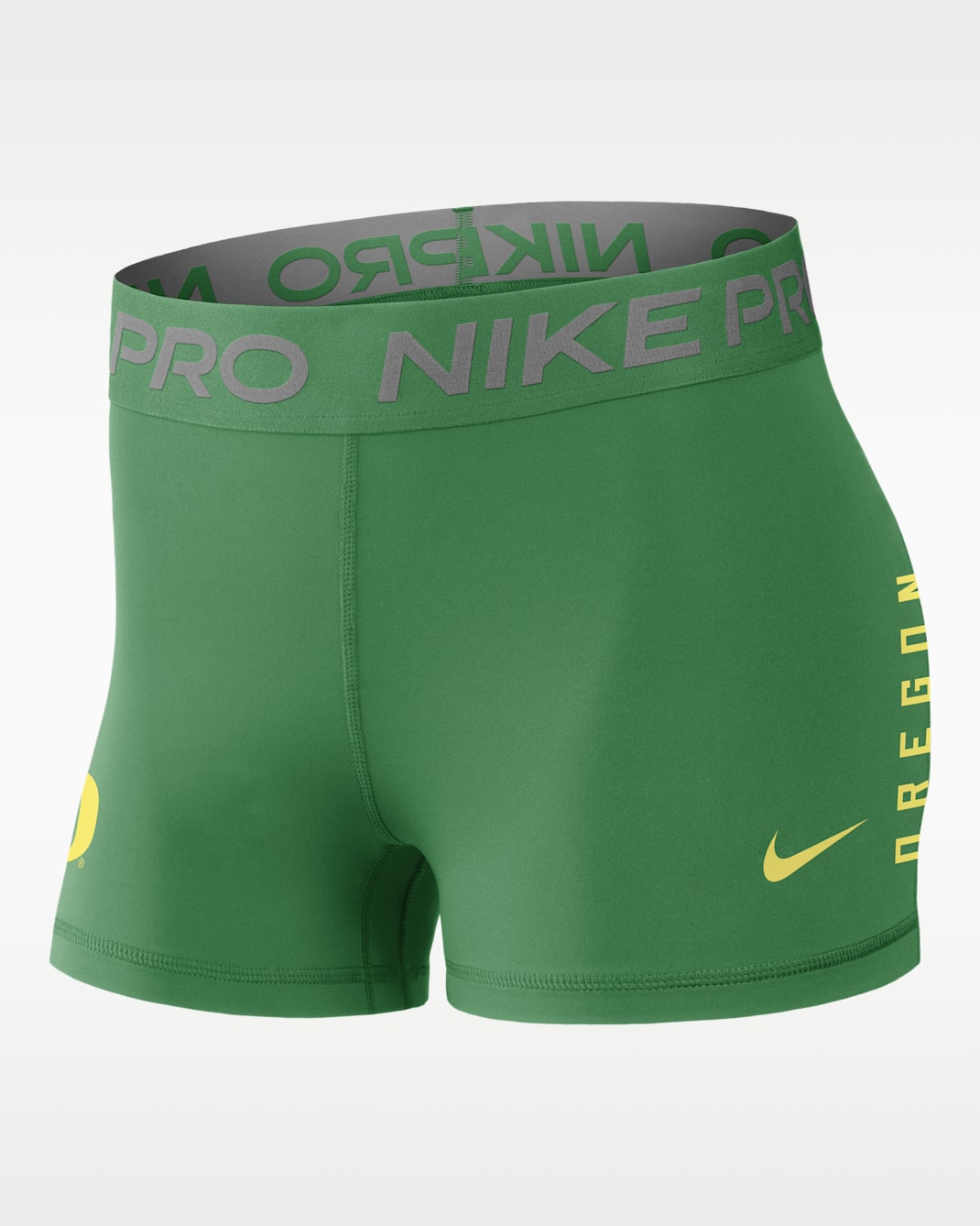 Shorts universitarios de tiro medio Nike Dri-FIT para mujer Oregon Pro - Verde manzana