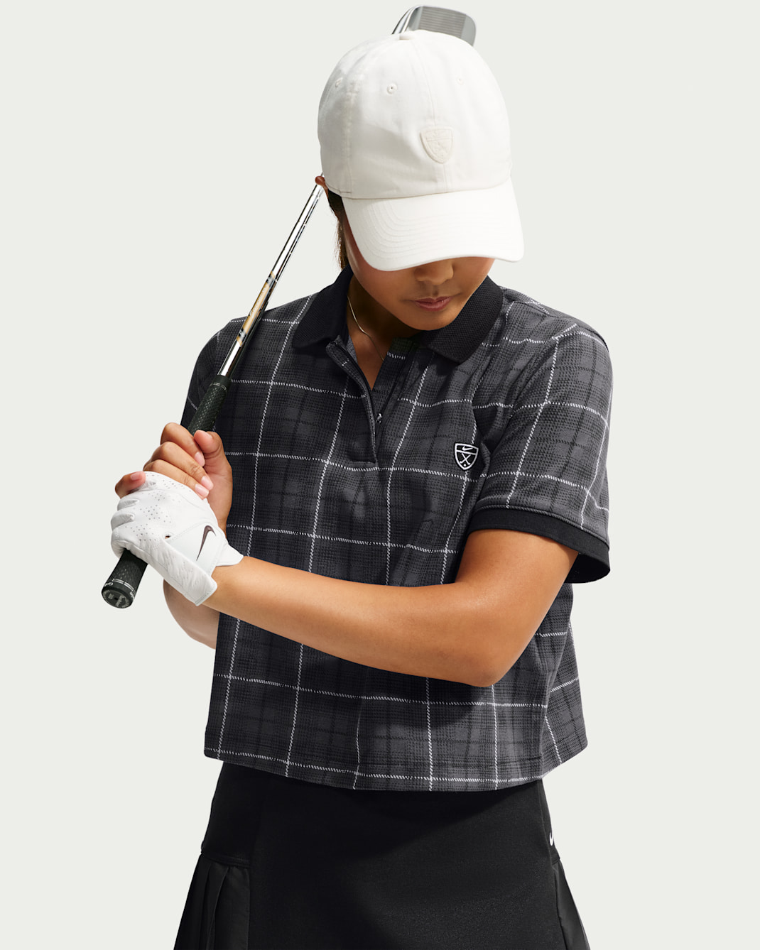 Nike Fairway Fresh Women's Dri-FIT Tartan Golf Polo - Black/White